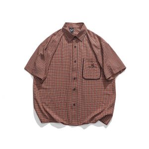 Camisas Hombre | Camisa manga corta cuadros Camisas Camisas