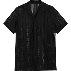 Camisas Hombre | Camisa manga corta rústica calados Camisas Camisas