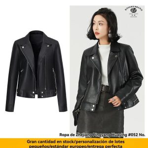 Cazadoras y Blazers Mujer | Cazadora biker piel lazada Cazadoras y Blazers Cazadoras y Blazers