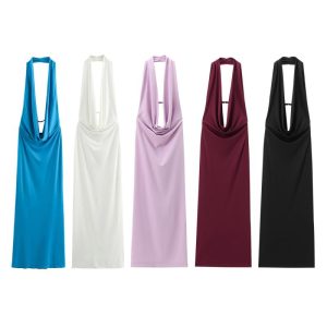 Vestidos y Monos Mujer | Vestido midi velvet cuello halter Mujer Mujer